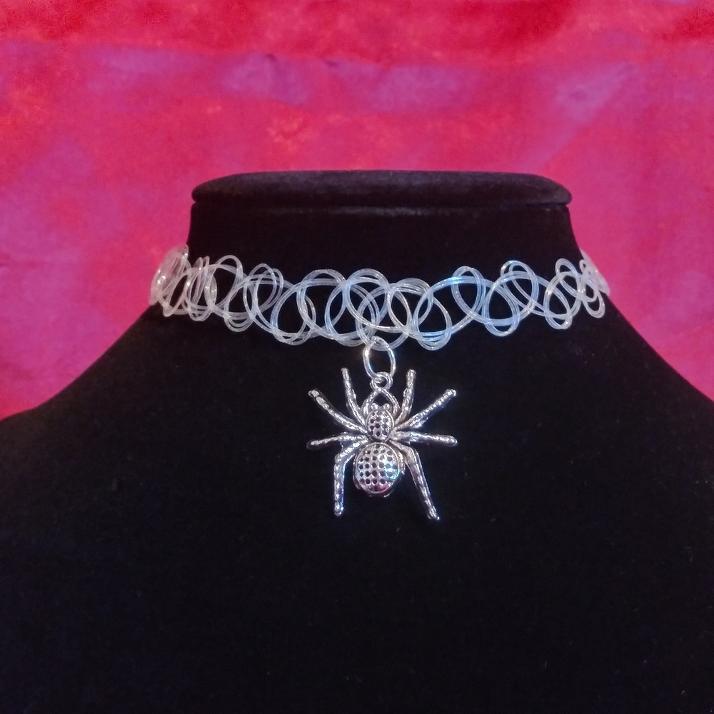 Tattoo choker spider necklace